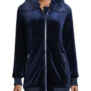 NWT! Hooded Velvet Coat With Detachable Collar